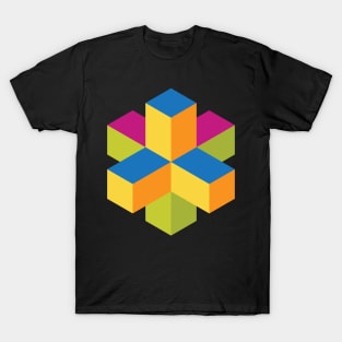 Isometric abstract color cubes T-Shirt